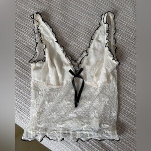 Lace Trimmed Sheer White Top